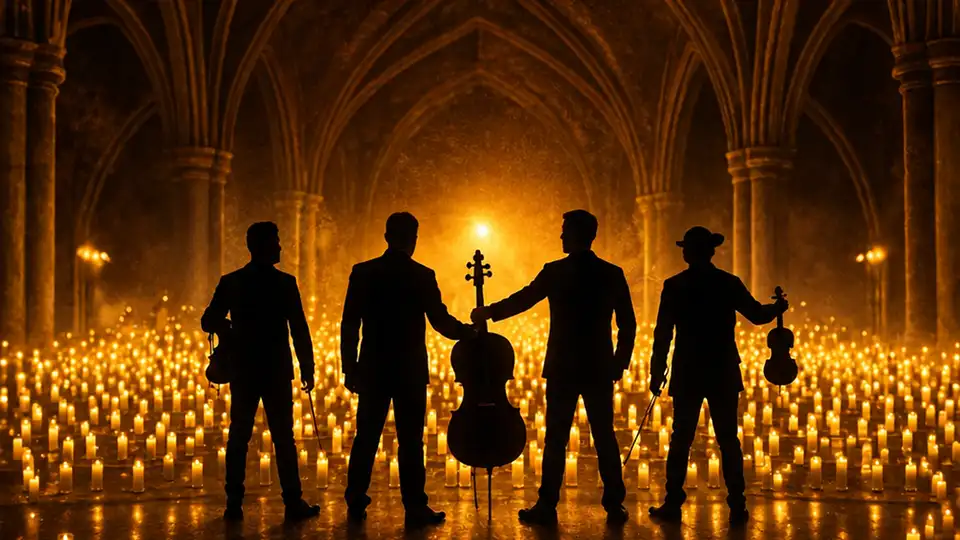 Ondanueve performing a Candlelight concert surrounded by candles