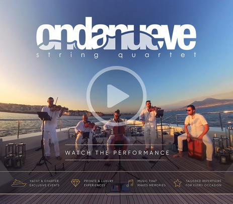 Ondanueve performing aboard a private yacht in the Bay of Naples